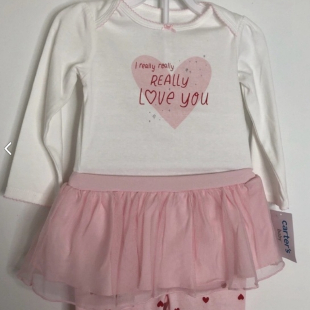 Carter's White and Pink Heart Baby Outfit